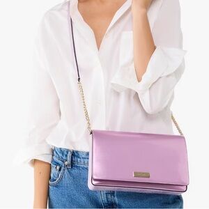 Kate Spade ♠️ Kenzie Quartz Pink Patent Crossbody OR Clutch. Wallet in closet